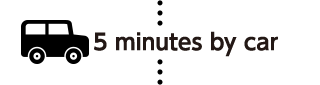 5 minutes by car